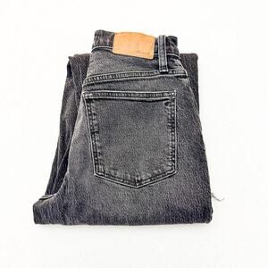 Madewell Balloon Charcoal Black Wash Frayed Hem Denim Stretch Jeans Size 23